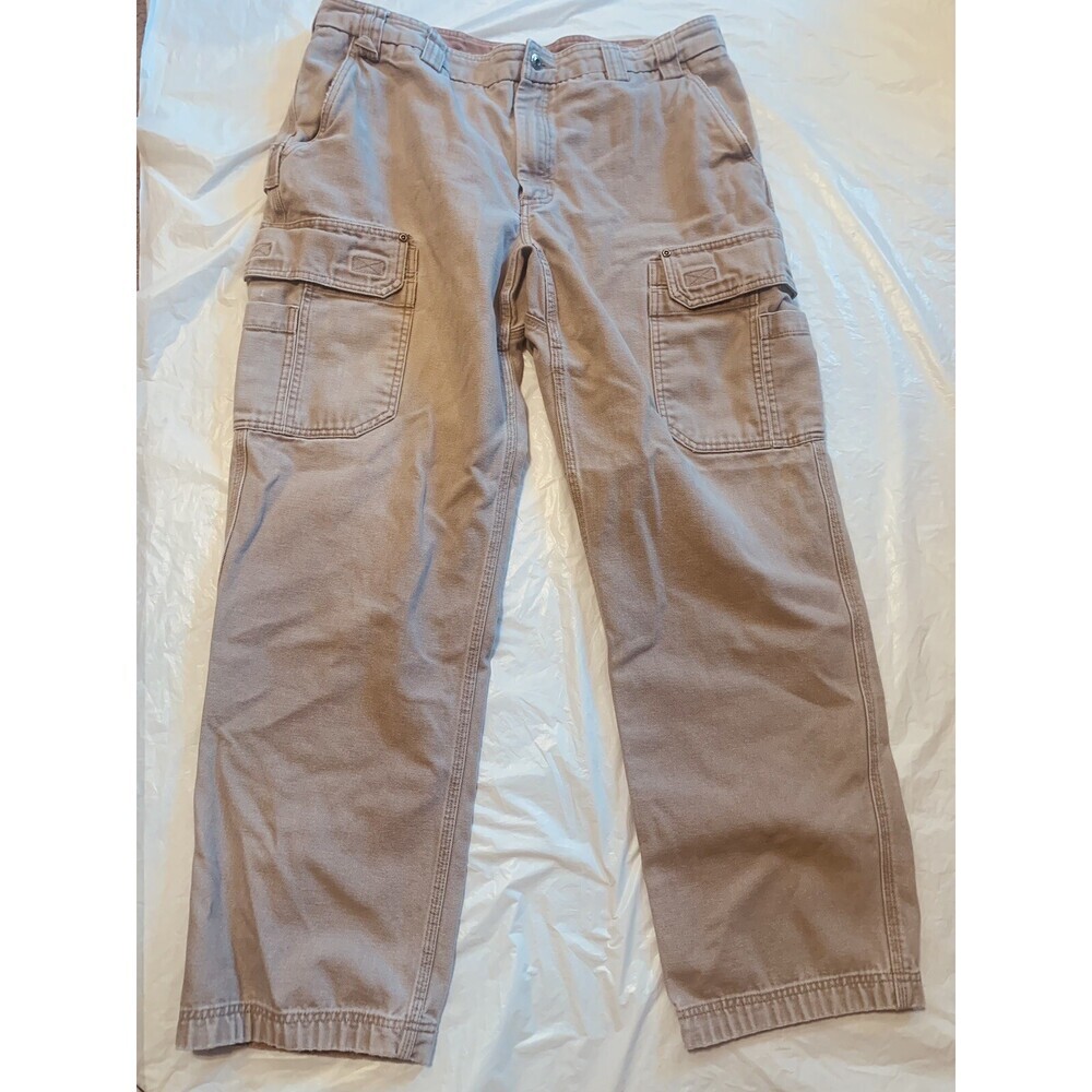 Duluth Trading Canvas Khaki Men's Cargo Pants Size 40x32 Heavy Duty